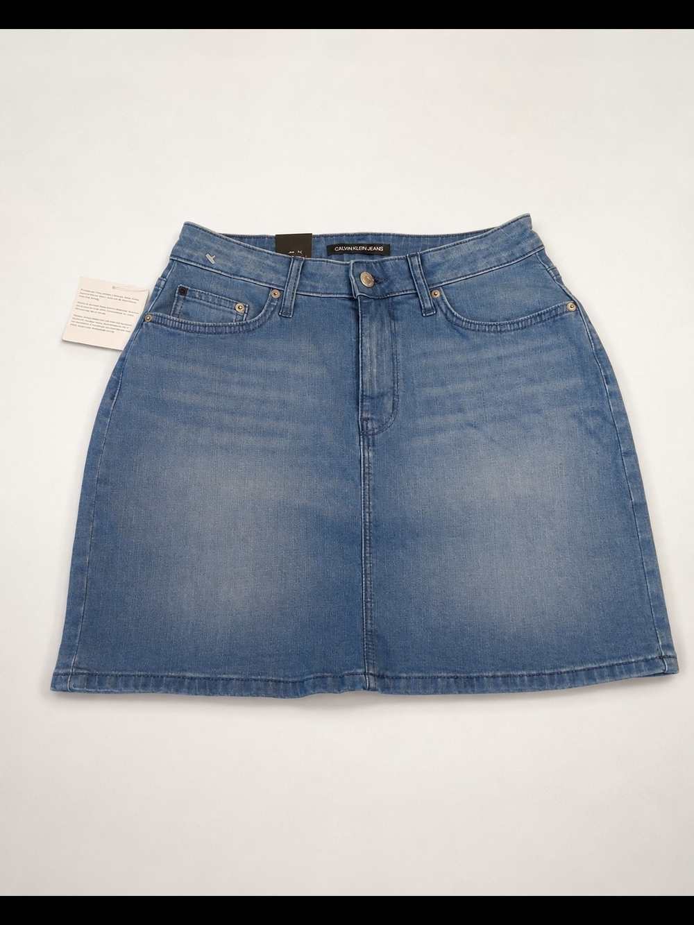 Calvin Klein Jeans Denim Mini Skirt Size 8 NWT Y2K Stretch Blue Jean Skirt